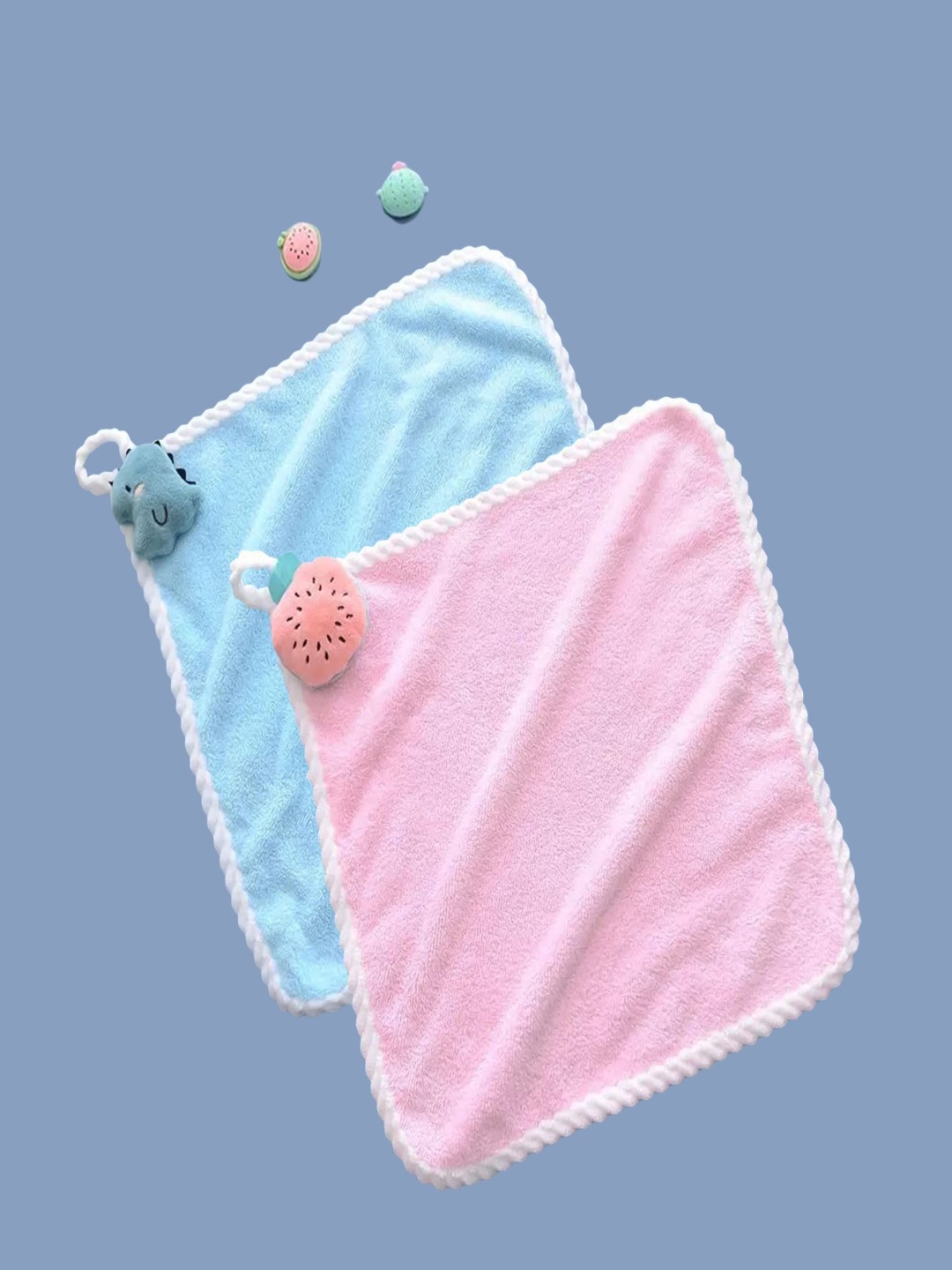 

The Little Lookers Kids Pack Of 2 Solid Microfiber Hand Towels, Blue