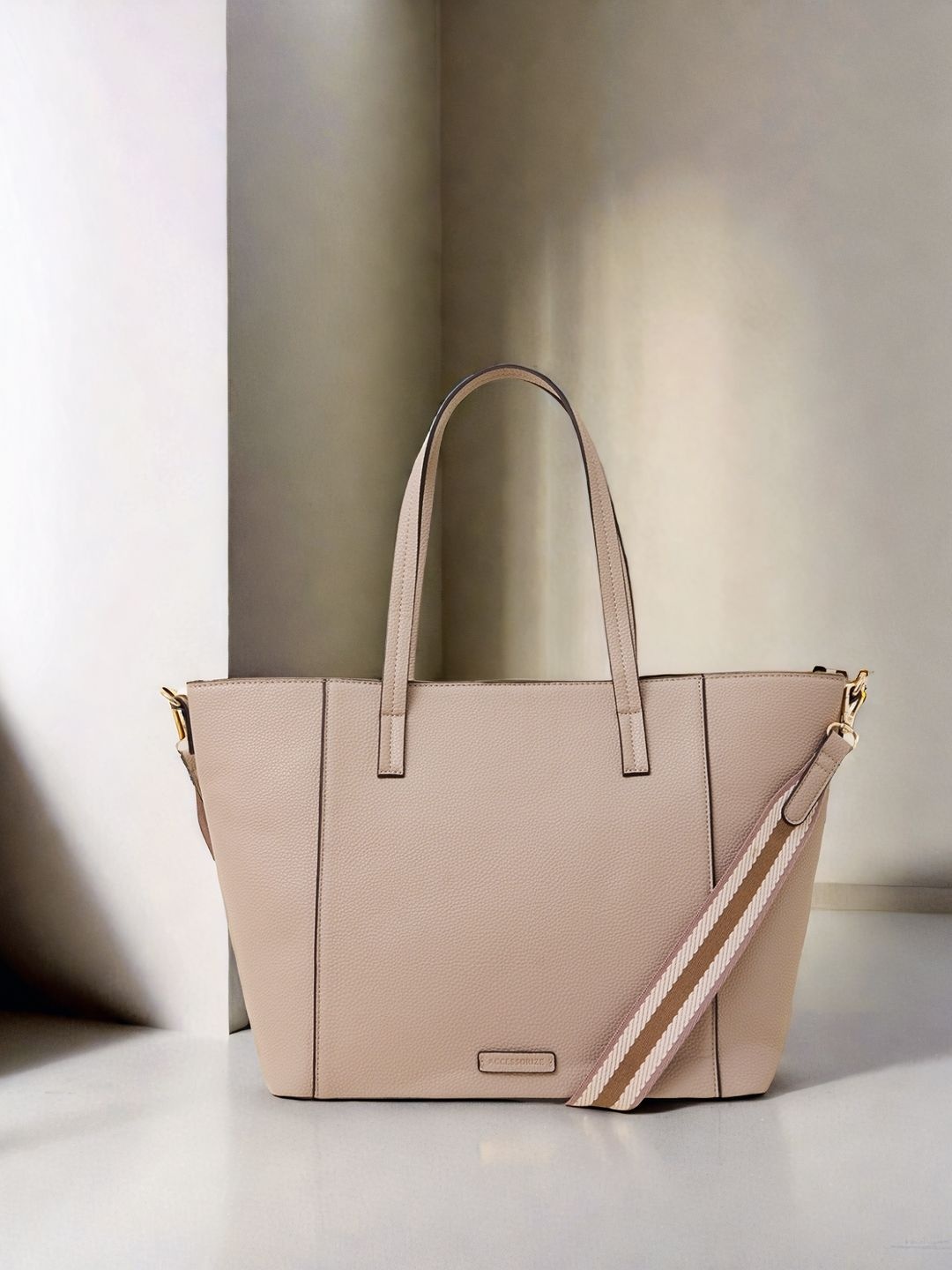 

Accessorize Women Solid Structured Shoulder Bag, Nude