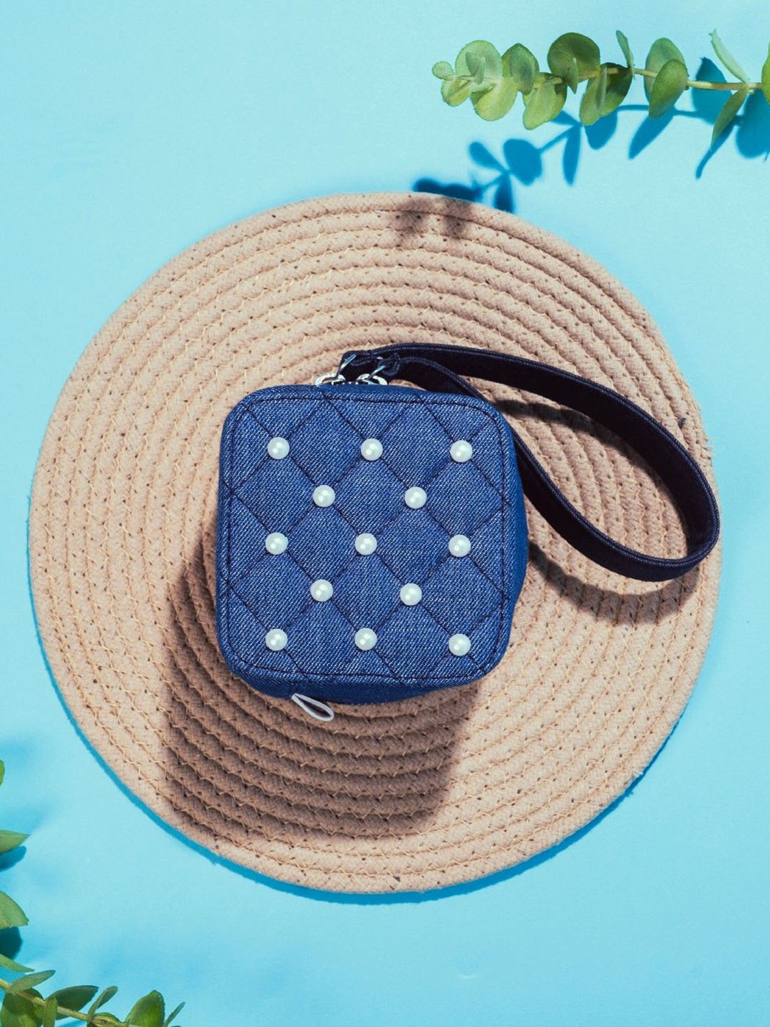 

Suave Bags Women Dazzle Embellished Structured Handheld Bag, Blue