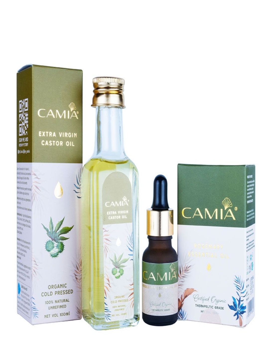 

CAMIA Set Of 2 Rosemary Essential Oil -15 ml With Extra Virgin Castor Oil- 100 ml, Yellow