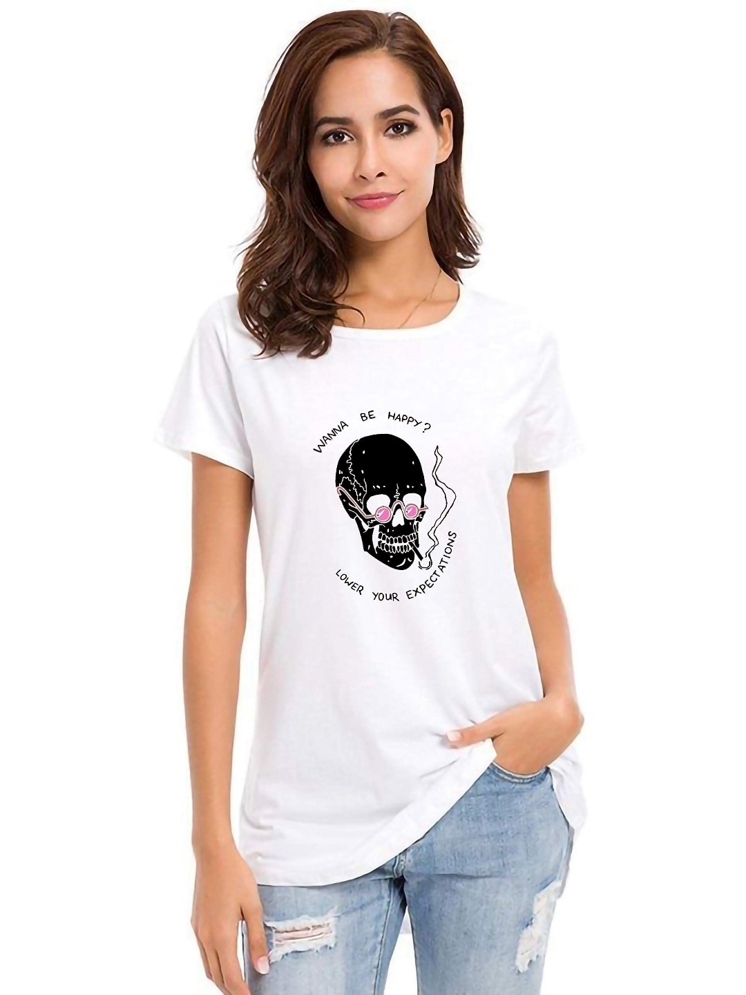 

VLAM Women Printed T-shirt, White