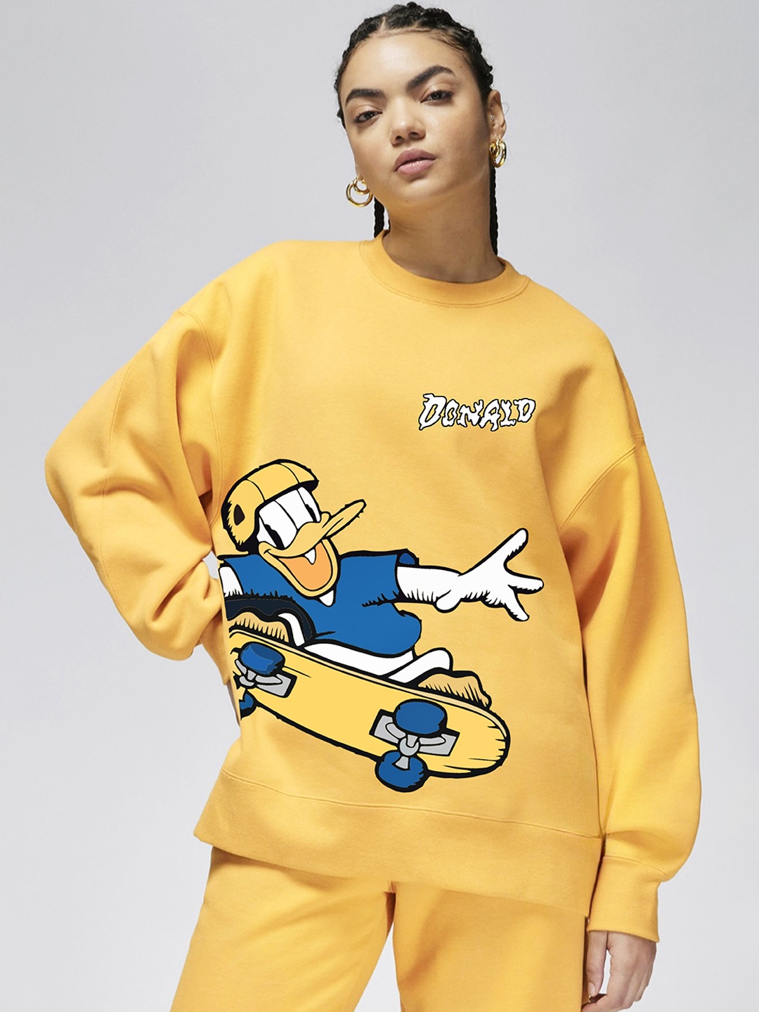 

RAYACLOSET Women Printed Sweatshirt, Yellow