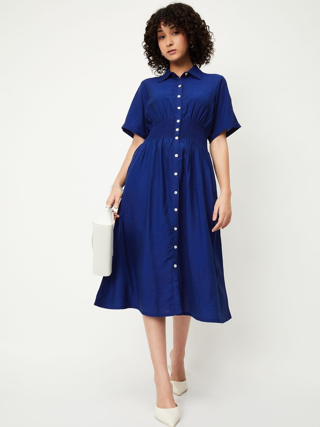 

max Women Shirt Midi Dress, Blue