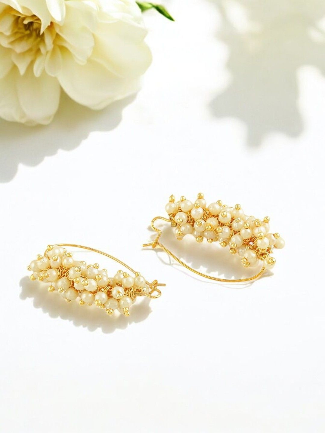 

Sangria Gold-Plated Artificial Pearls Beaded Drop Earrings