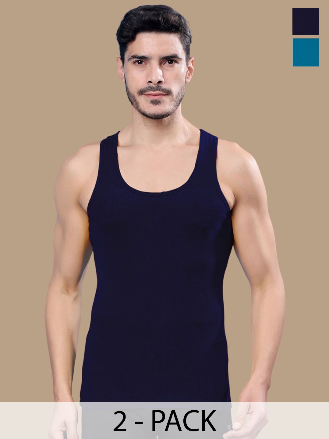 

Friskers Pack Of 2 Pure Cotton Gym Vests - 17012025R-05-20, Blue
