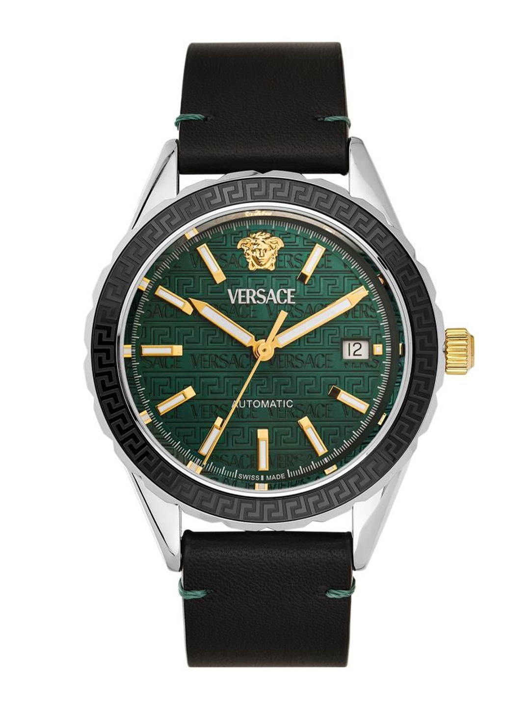 

Versace Special Edition Men Brass Dial & Leather Straps Analogue Watch VEQCA0124, Green