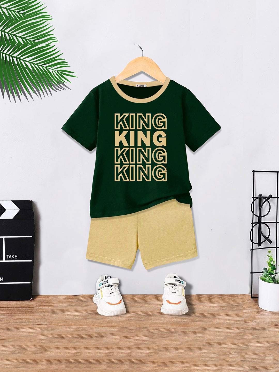 

BAESD Kids Printed Pure Cotton T-Shirt With Shorts, Green
