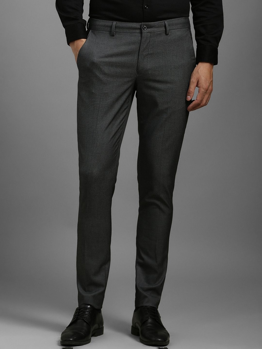 

Louis Philippe Men Slim Fit Mid-Rise Formal Trousers, Grey