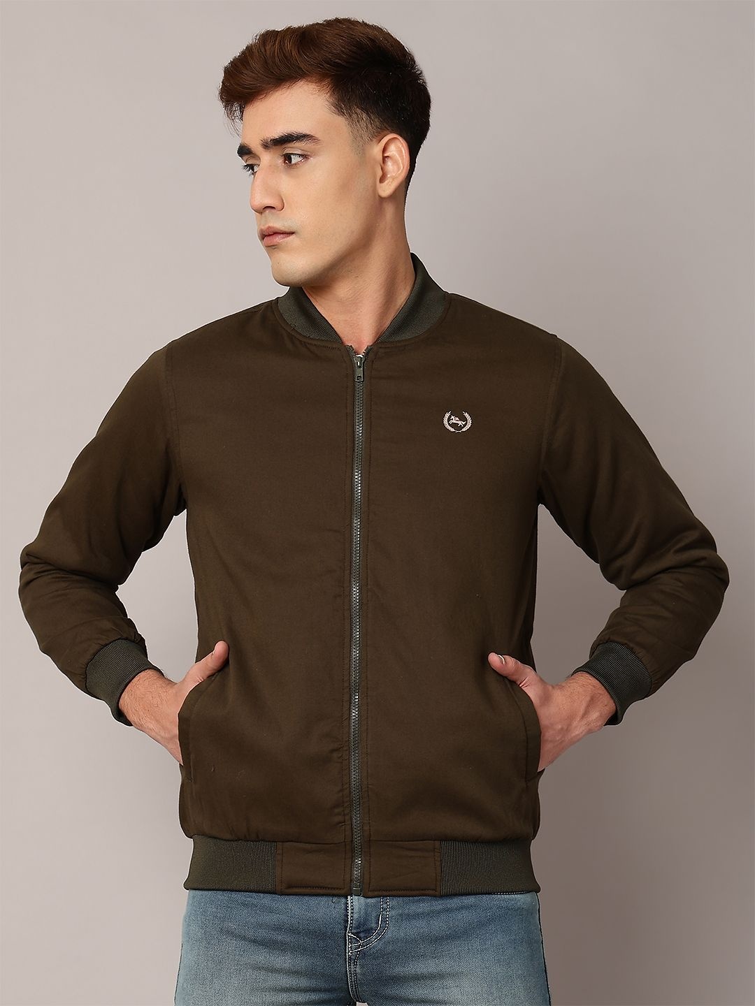 

TQS Men Windcheater Bomber Jacket, Olive