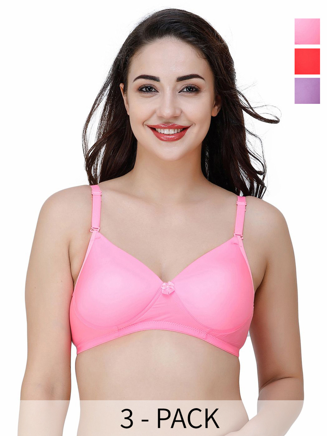 

College Girl Pack Of 3 Full Coverage Lightly Padded Seamless T-shirt Bra, Purple