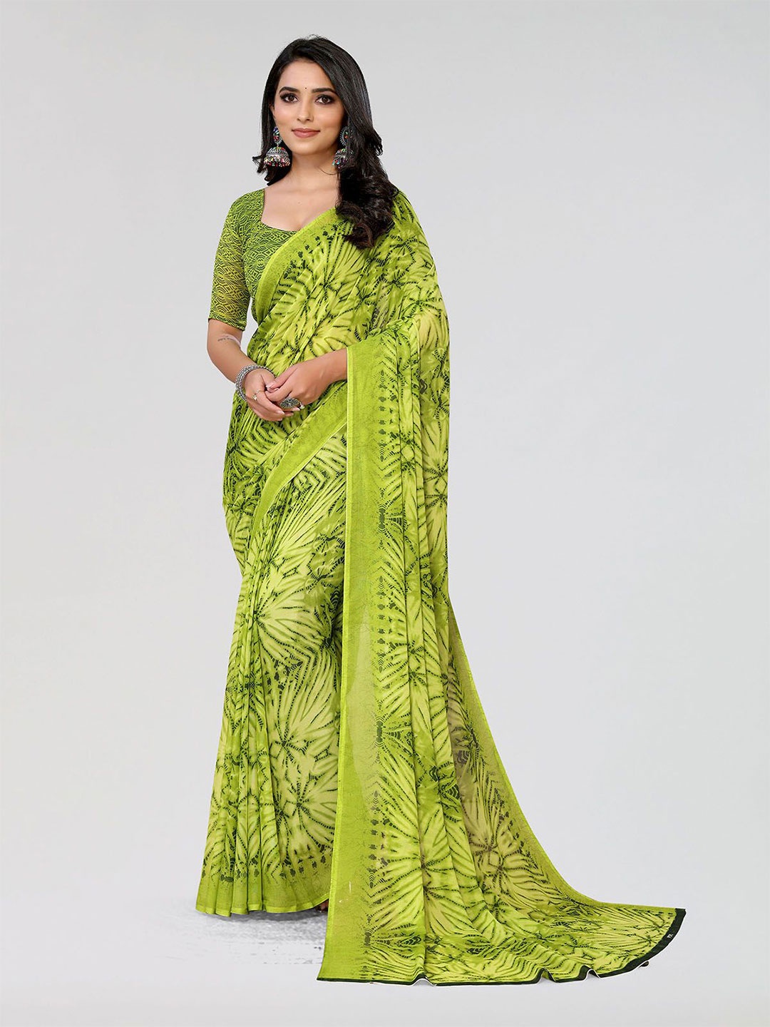 

Moda Rapido Printed Saree, Green