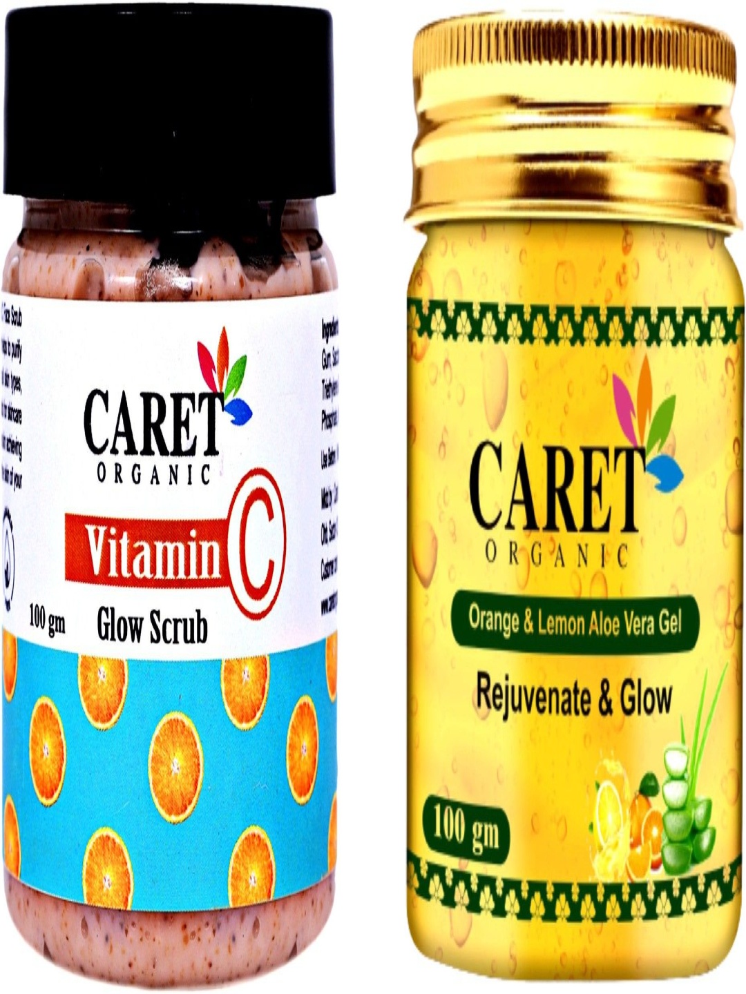 

CARET ORGANIC Set Of 2 Vitamin C Glow Scrub & Aloevera Gel - 100 g Each, White