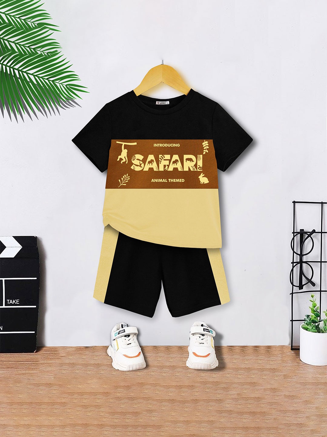 

BAESD Kids Printed Pure Cotton T-Shirt With Shorts, Black