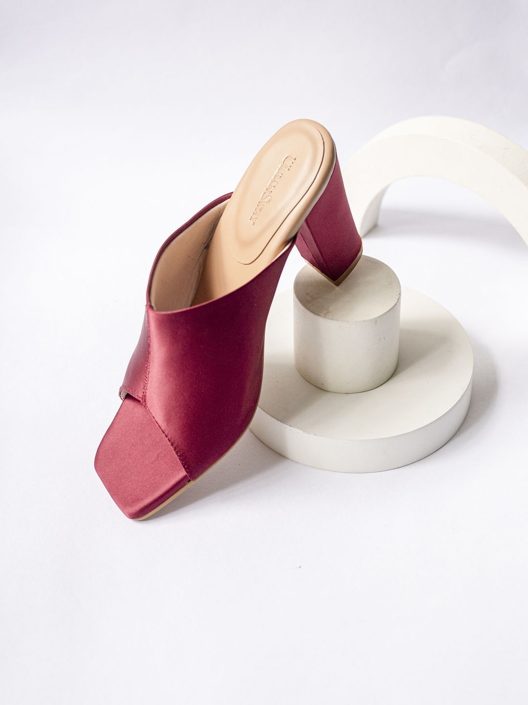 

UrbanSway Women Open Toe Block Heel Sandals, Maroon