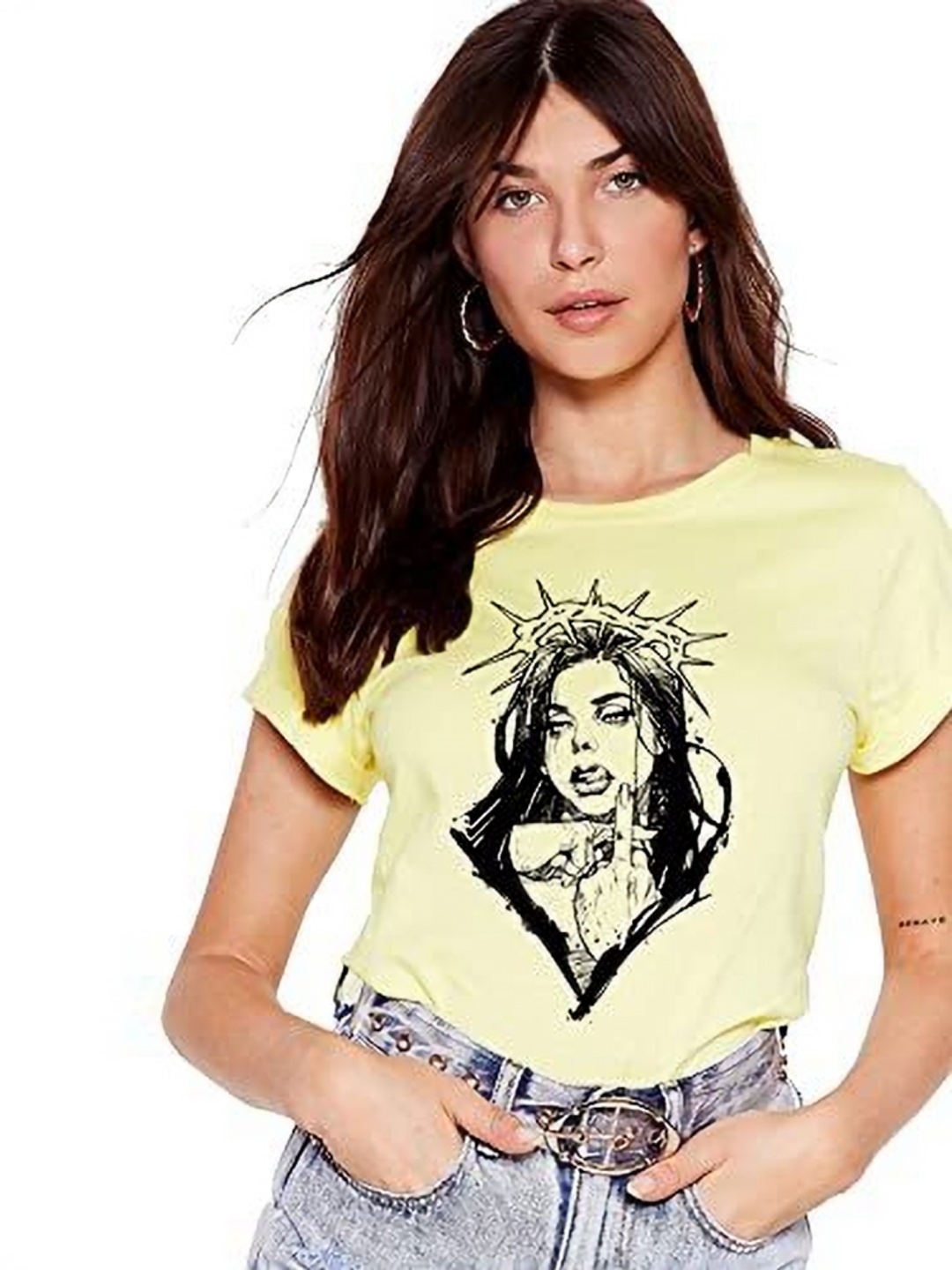 

VLAM Women Graphic Printed T-shirt, Yellow