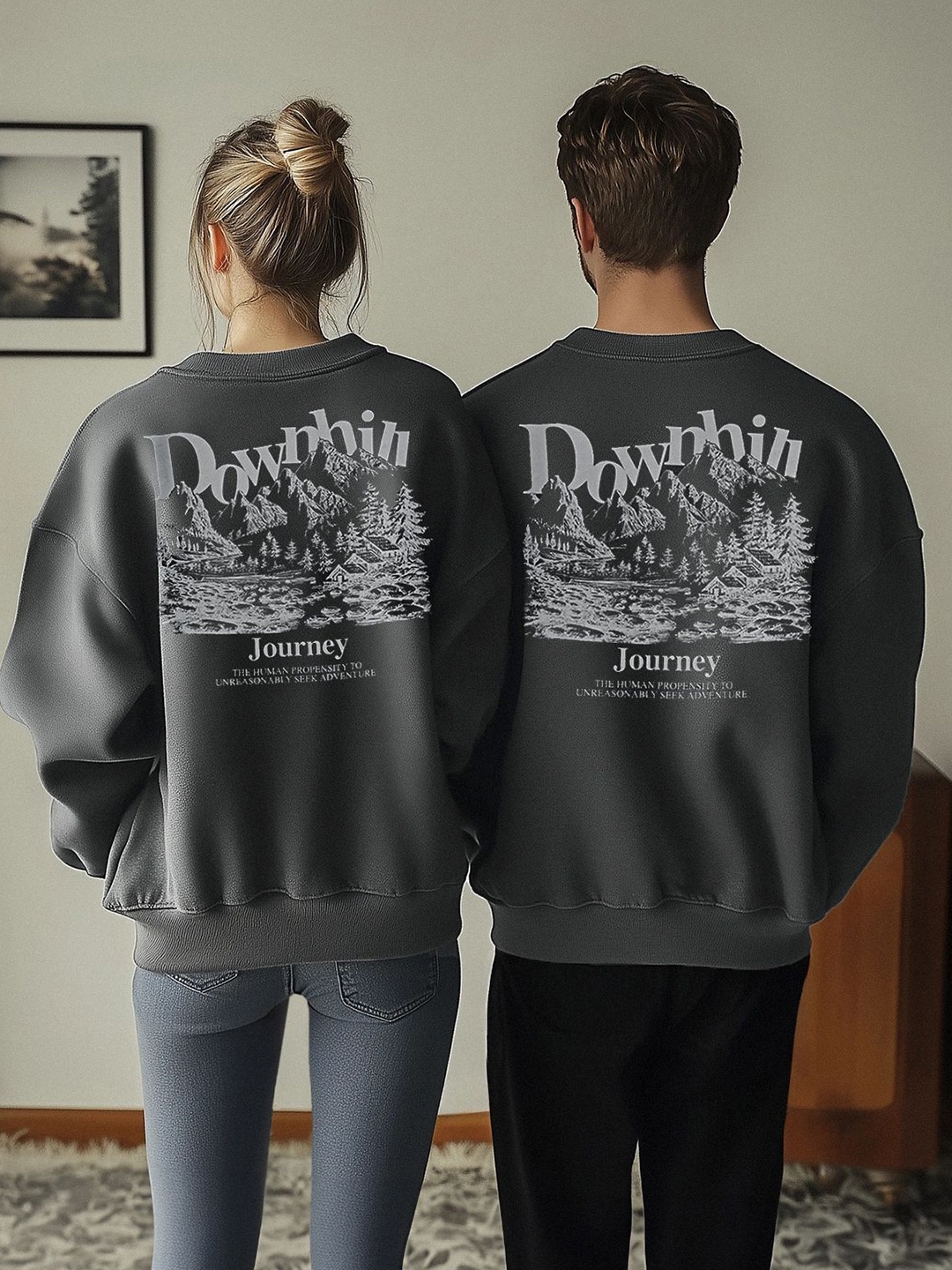 

Trendyol Unisex Printed Round Neck Sweatshirt, Grey