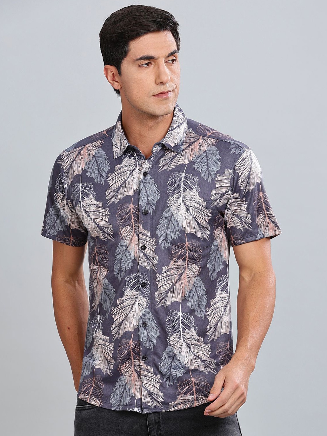

BULLMER Men Standard Opaque Printed Casual Shirt, Grey