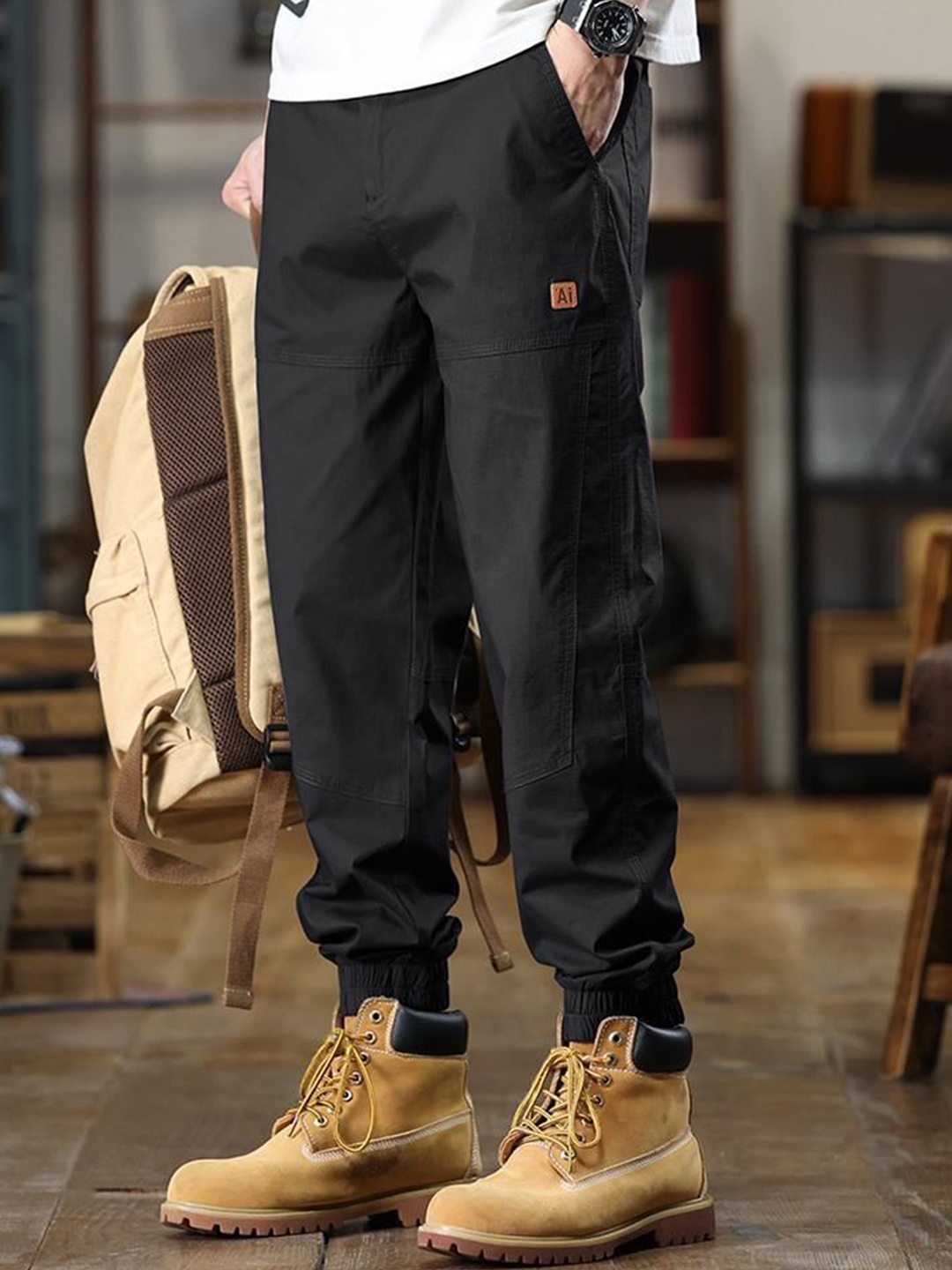 

StyleCast Men Straight Fit Joggers Trousers, Black