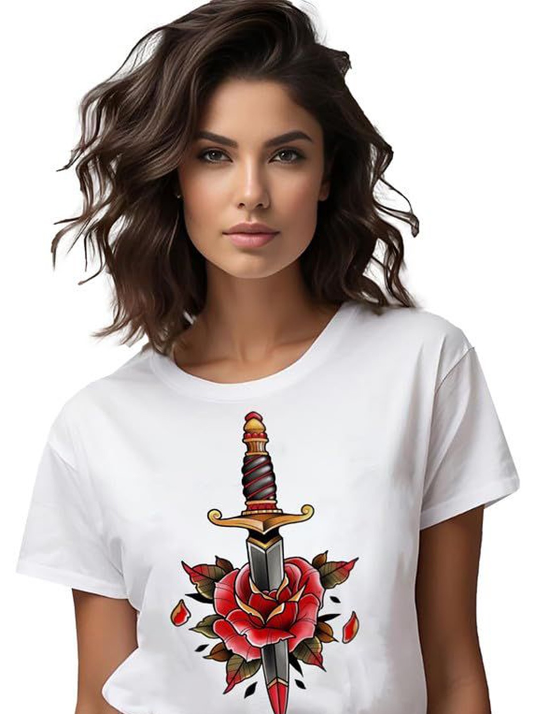 

VLAM Women Floral Printed Extended Sleeves T-shirt, White