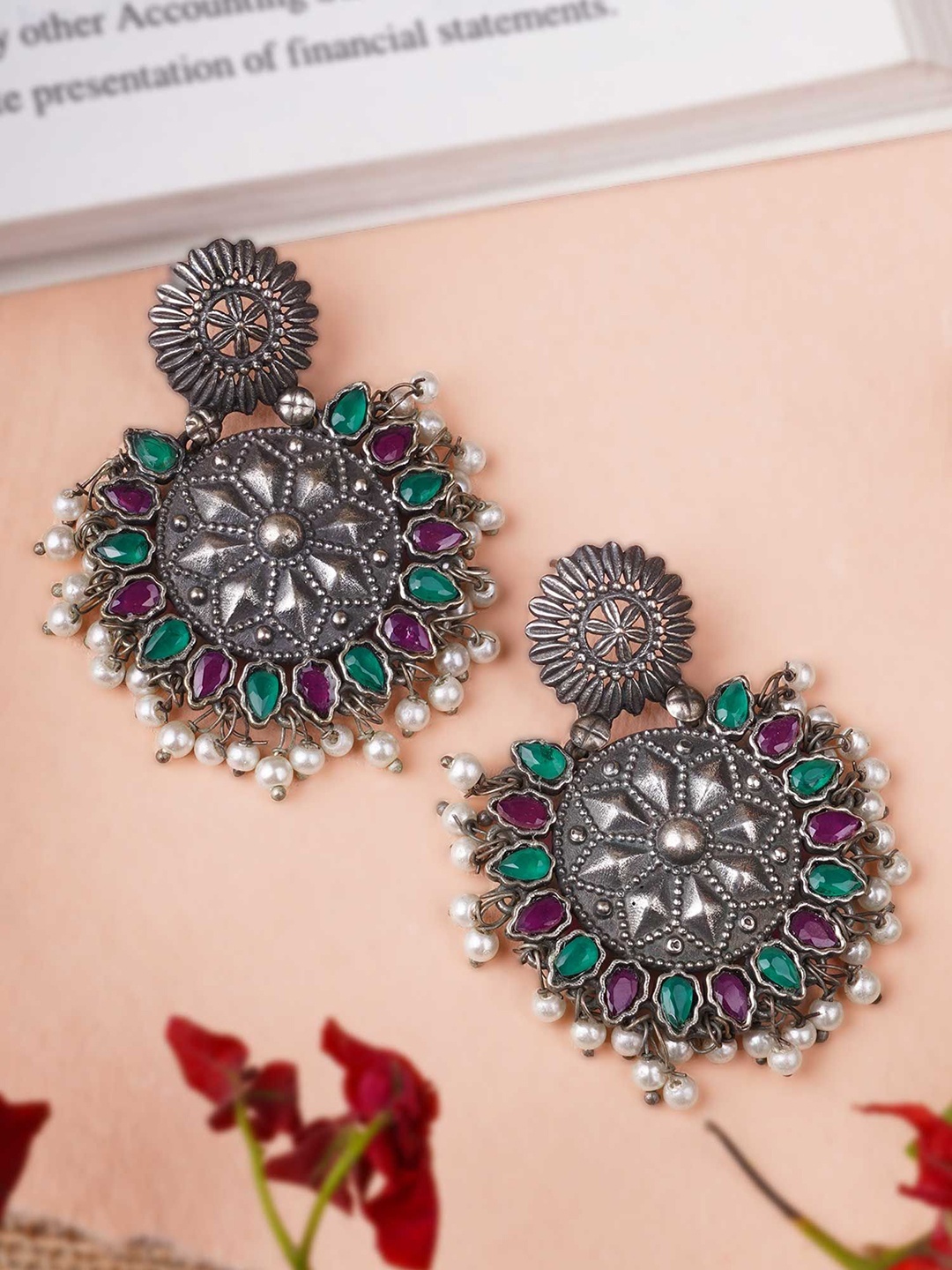 

Adwitiya Collection Contemporary Drop Earrings, Silver