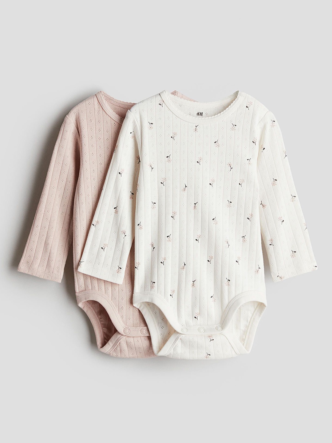 

H&M 2-Pack Long-Sleeved Bodysuits, Pink