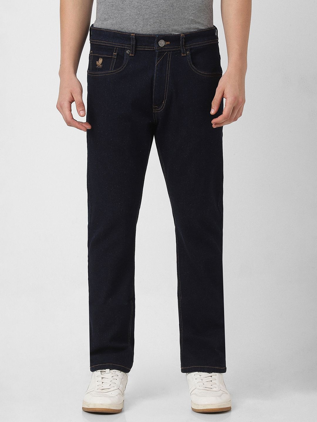 

Peter England Casuals Men Carrot Slim Fit Mid-Rise Jeans, Navy blue
