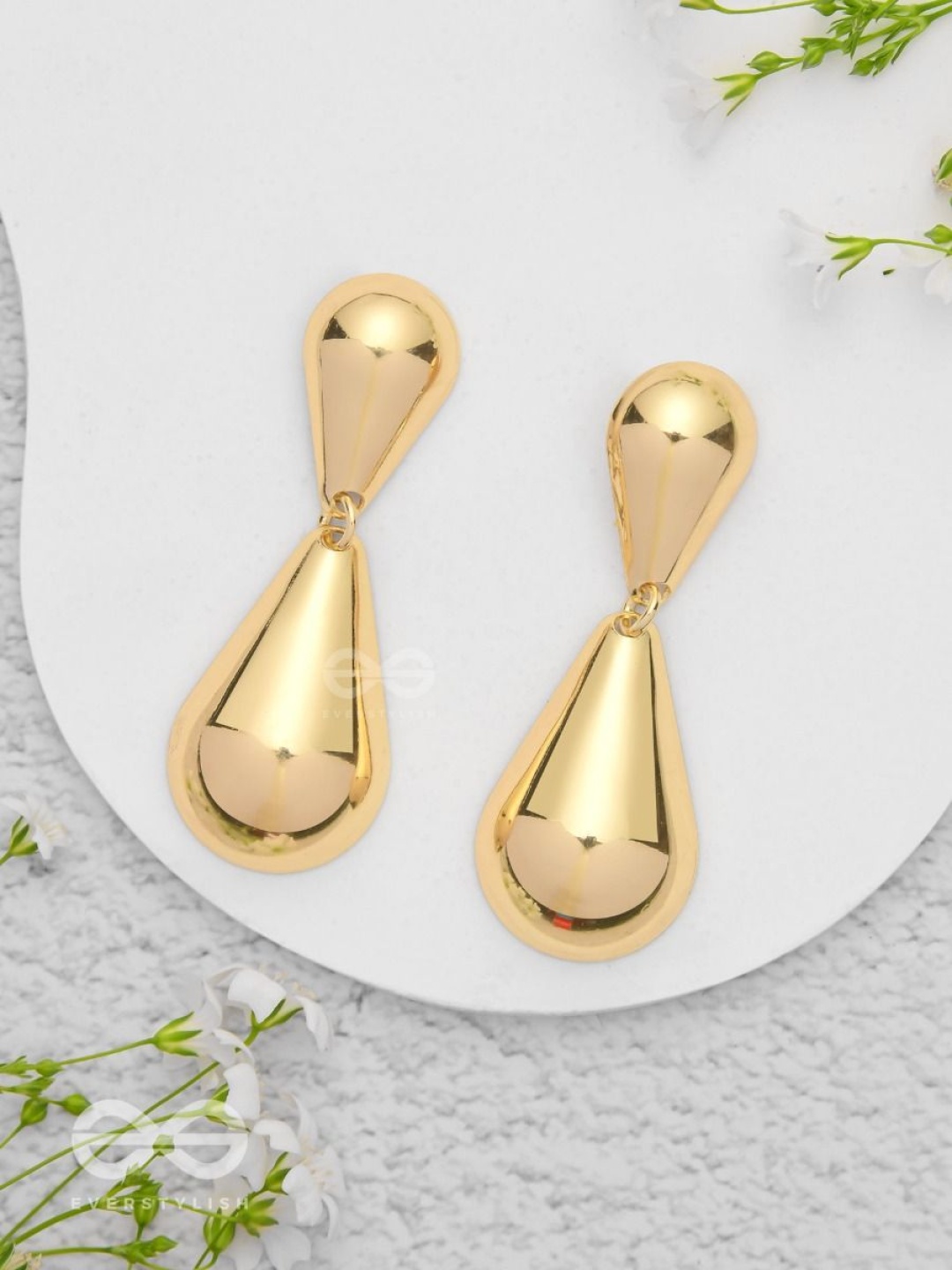 

EVERSTYLISH Contemporary Shaped Drop Earrings, Gold