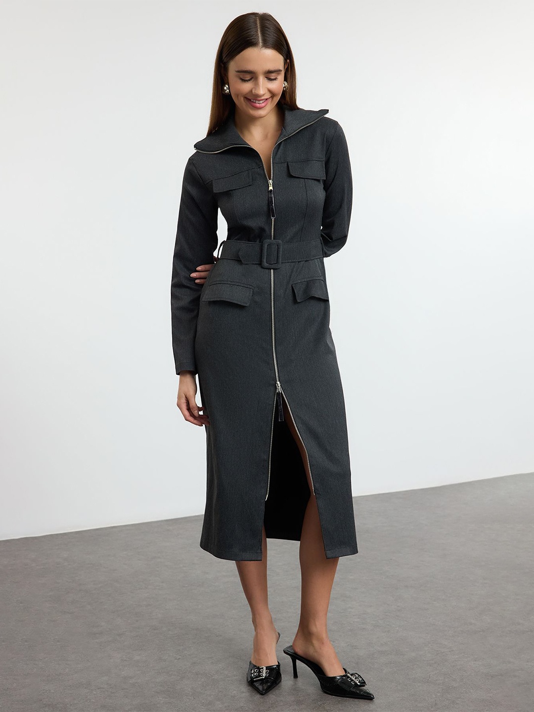 

Trendyol Shirt Midi Dress, Na