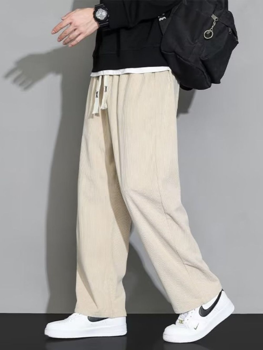 

StyleCast Men Straight Fit Trousers, Cream