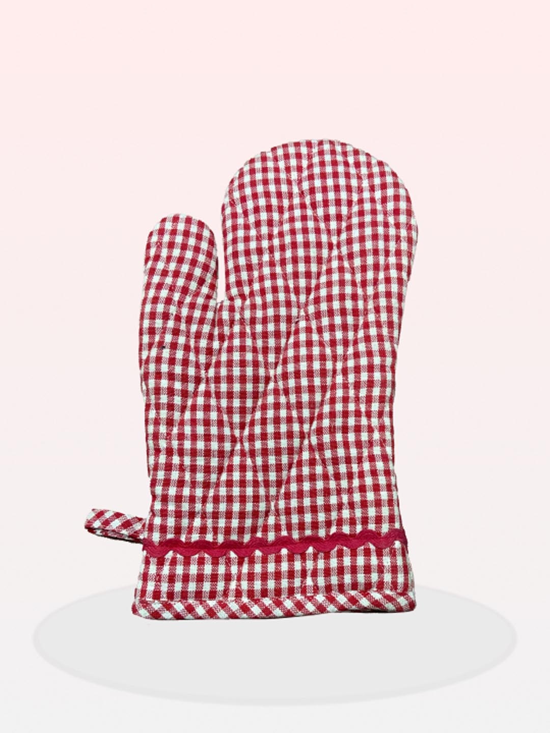 

SAJAVAT White & Red Checked Pure Cotton Oven Glove