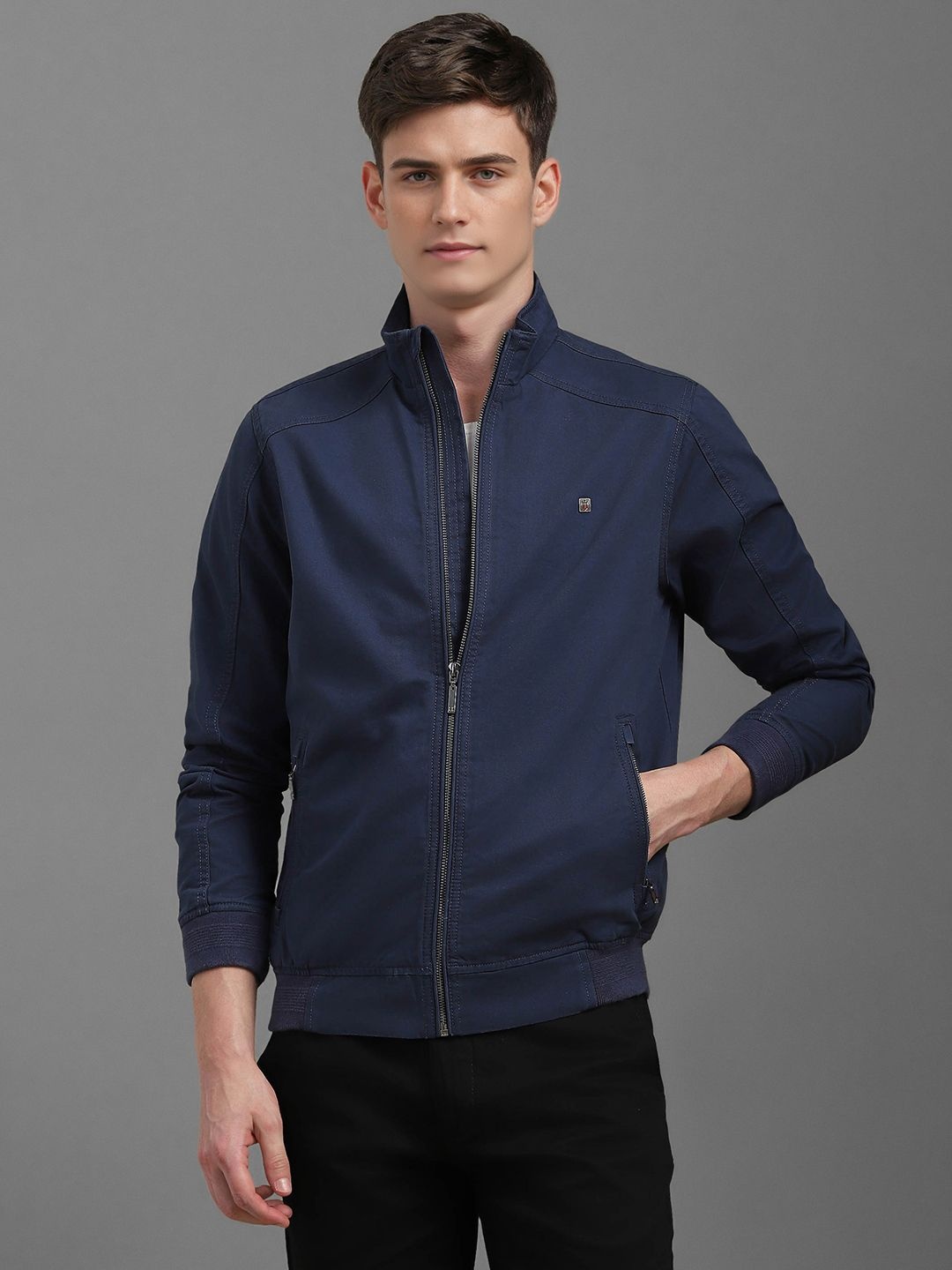 

Louis Philippe Jeans Men Woven Jacket, Navy blue