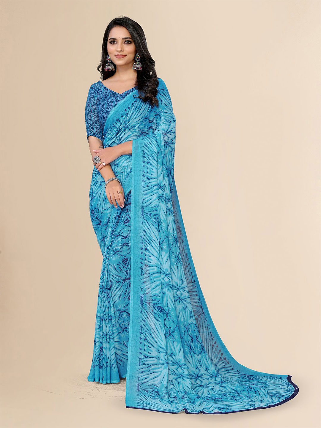 

Moda Rapido Poly Georgette Saree, Blue
