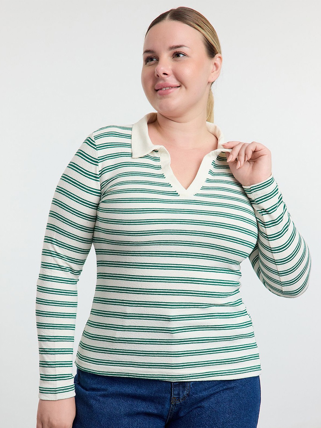 

Trendyol Striped Cotton Top, Na