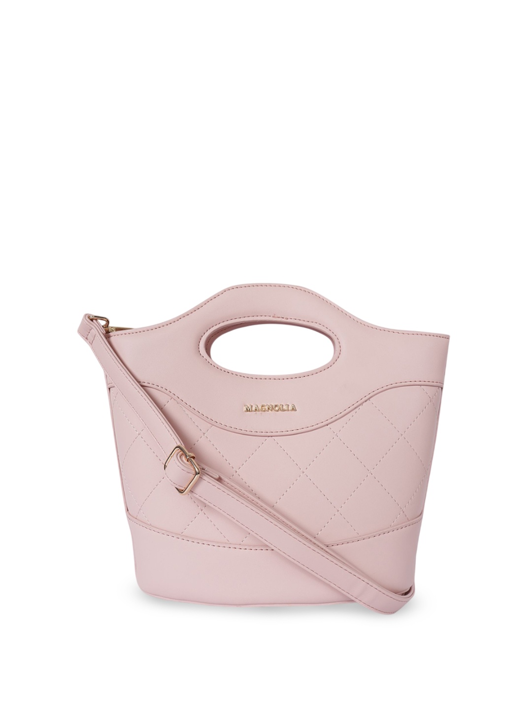 

MAGNOLIA PU Bucket Shoulder Bag with Quilted, Pink