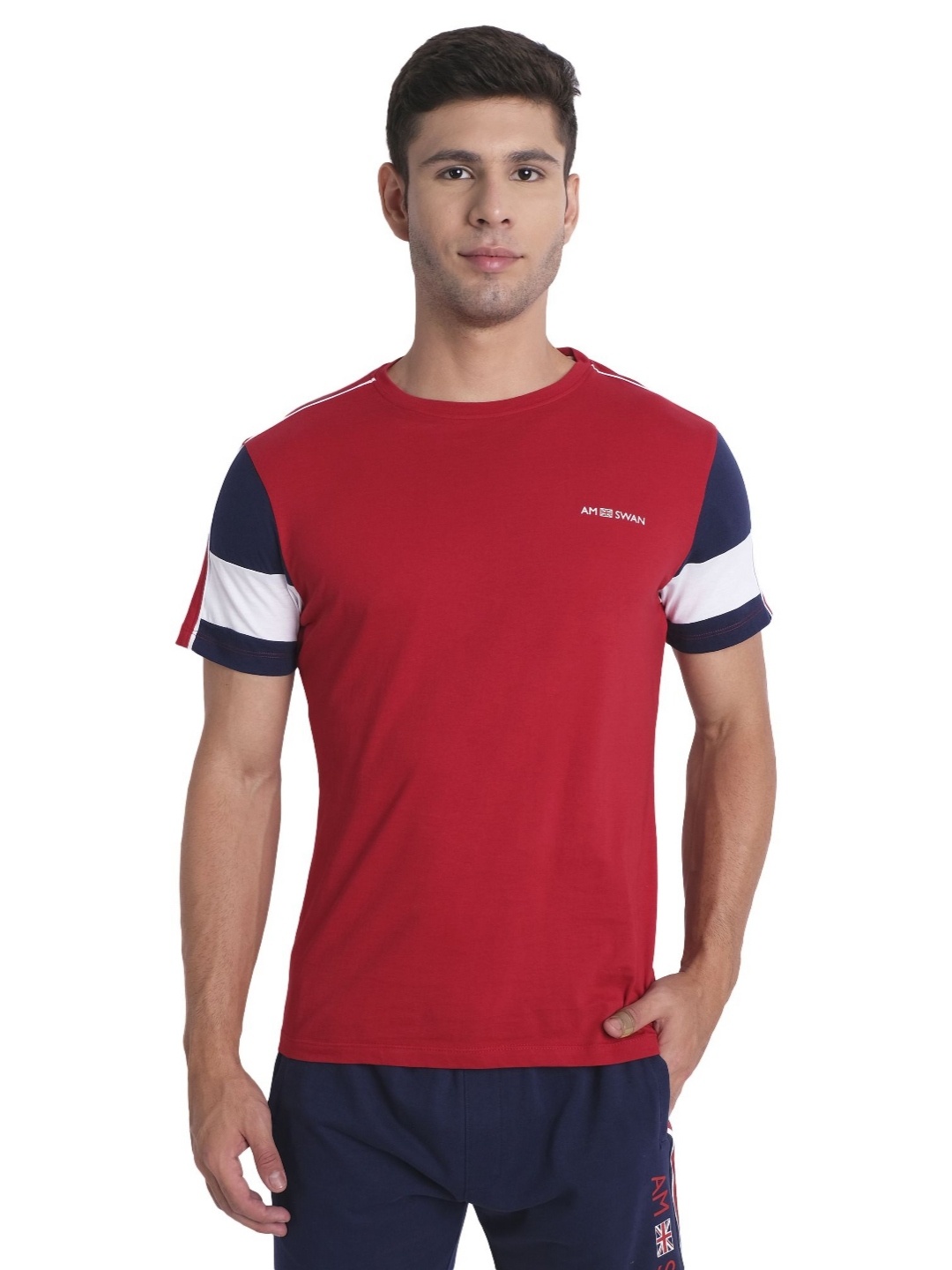 

AMSWAN Men Printed Applique T-shirt, Red