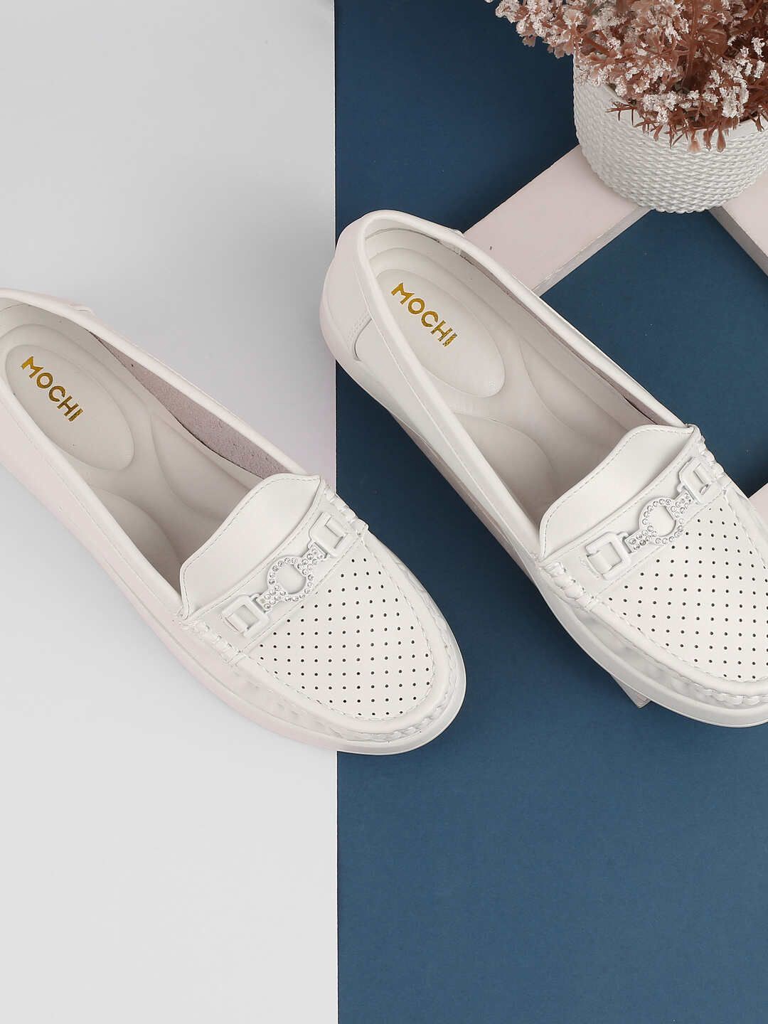 

Mochi Women Perforations Slip-On Sneakers, White