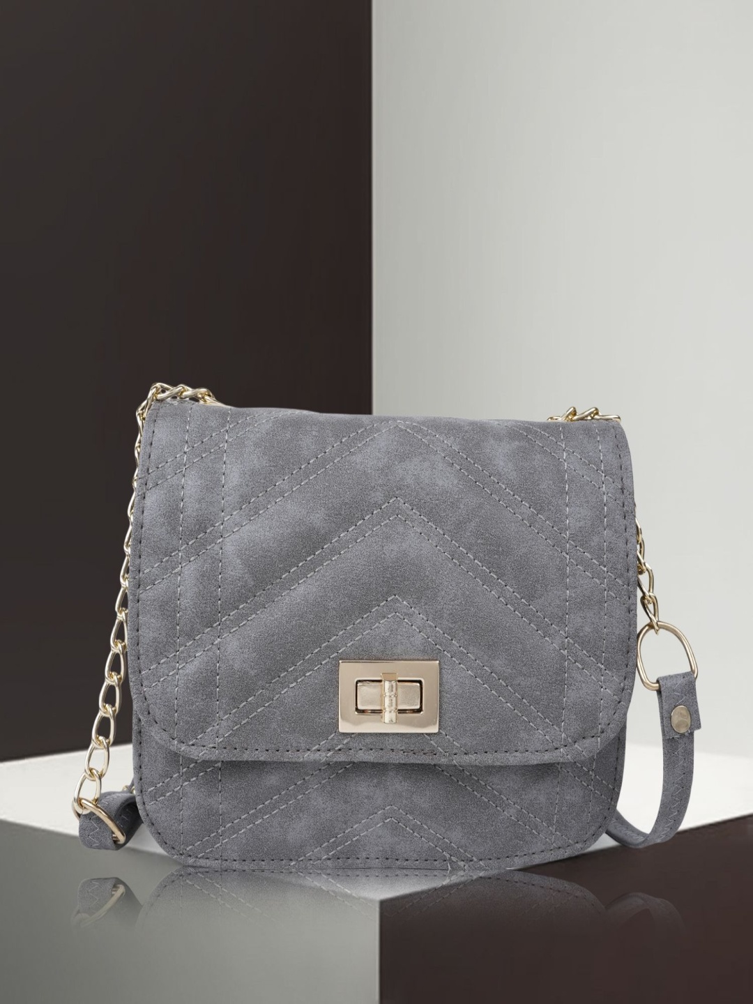 

GRAADA Women Solid Crossbody Leather Sling Bag, Grey