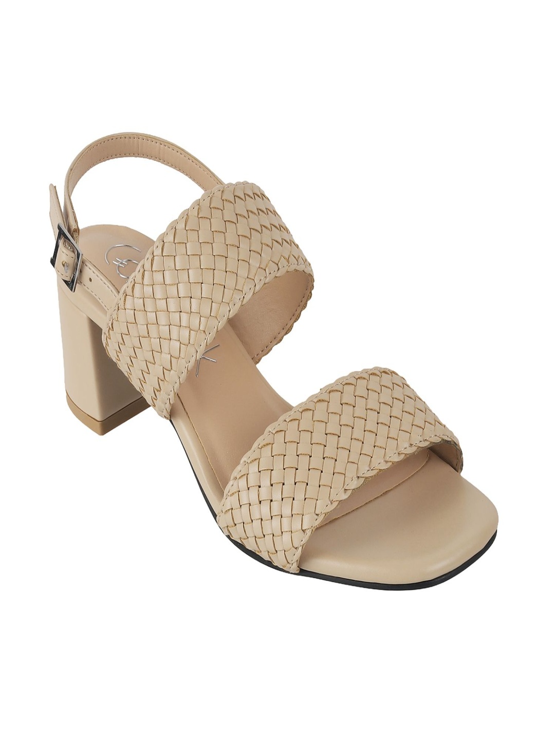 

Catwalk Block Sandals with Buckles, Beige