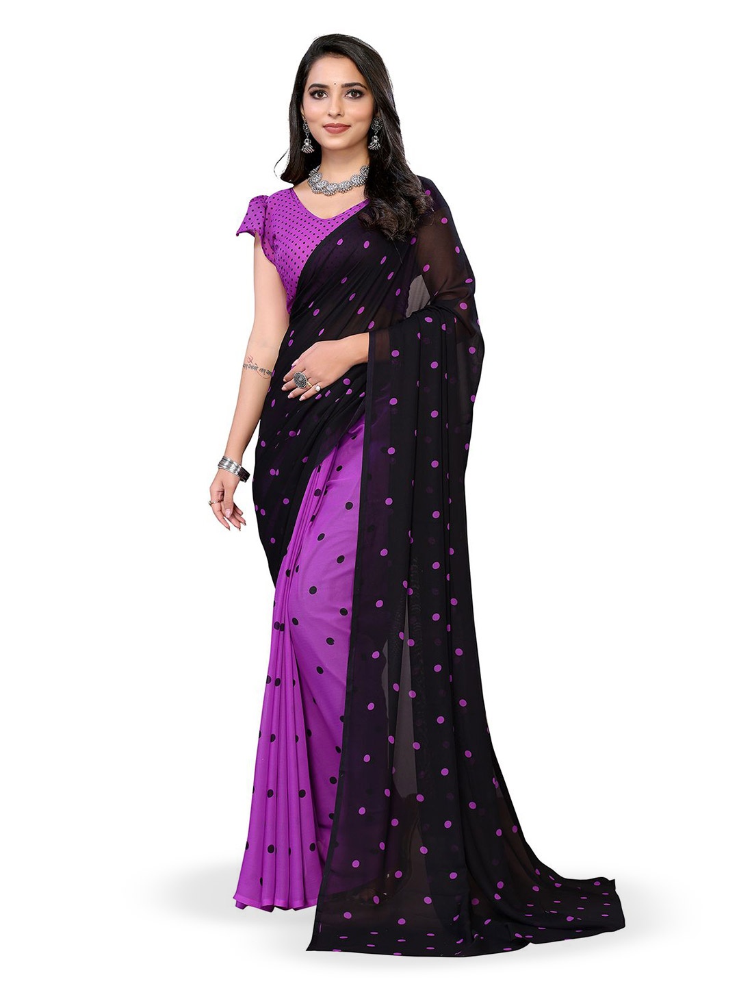 

Moda Rapido Poly Georgette Saree, Purple