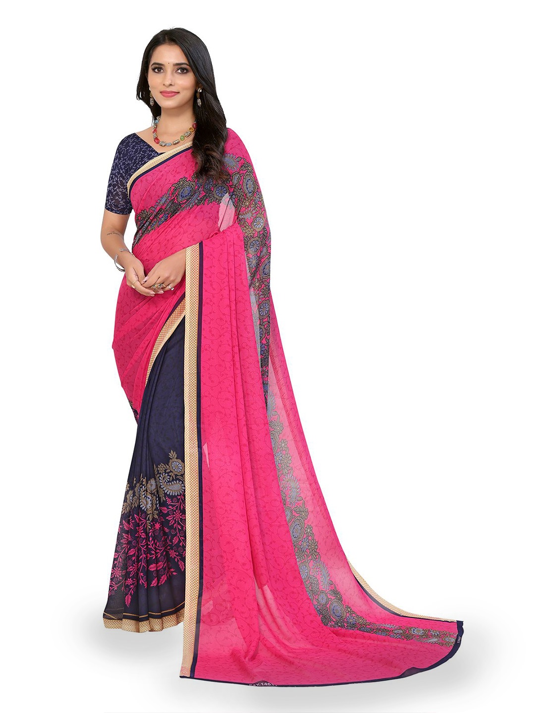

Moda Rapido Floral Printed Saree, Pink