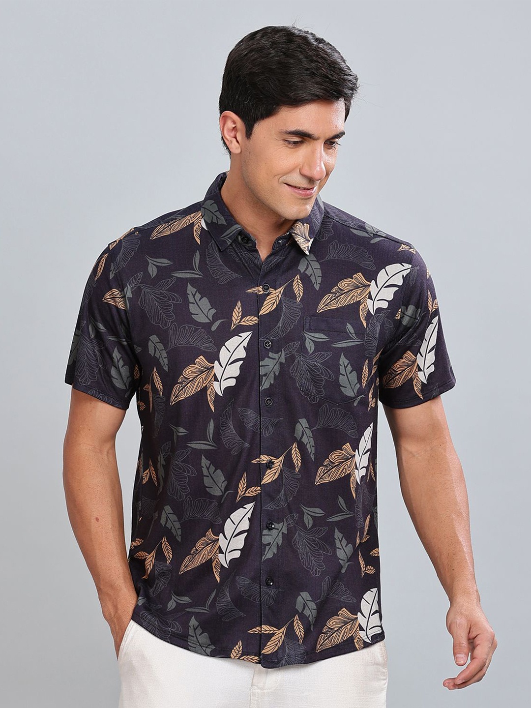 

BULLMER Men Standard Opaque Printed Casual Shirt, Olive