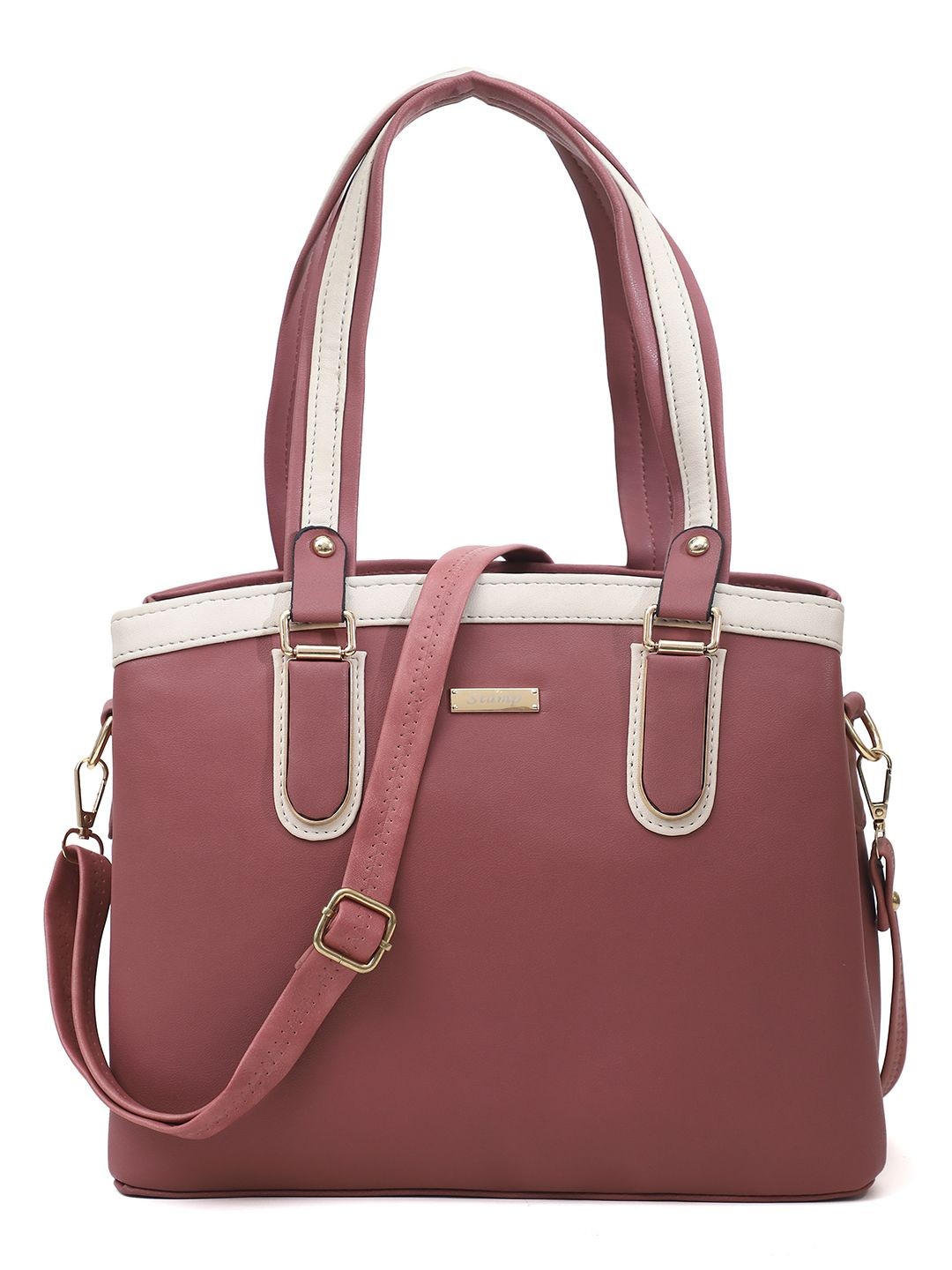 

Stamp Women Solid Structured Satchel Bag, Pink