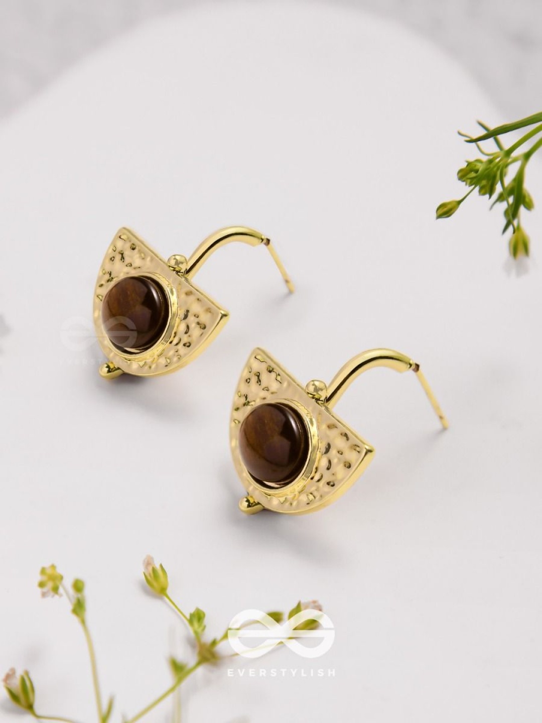 

EVERSTYLISH Coffee Bean Beauties Artificial Stones Studded Contemporary Drop Earrings, Gold