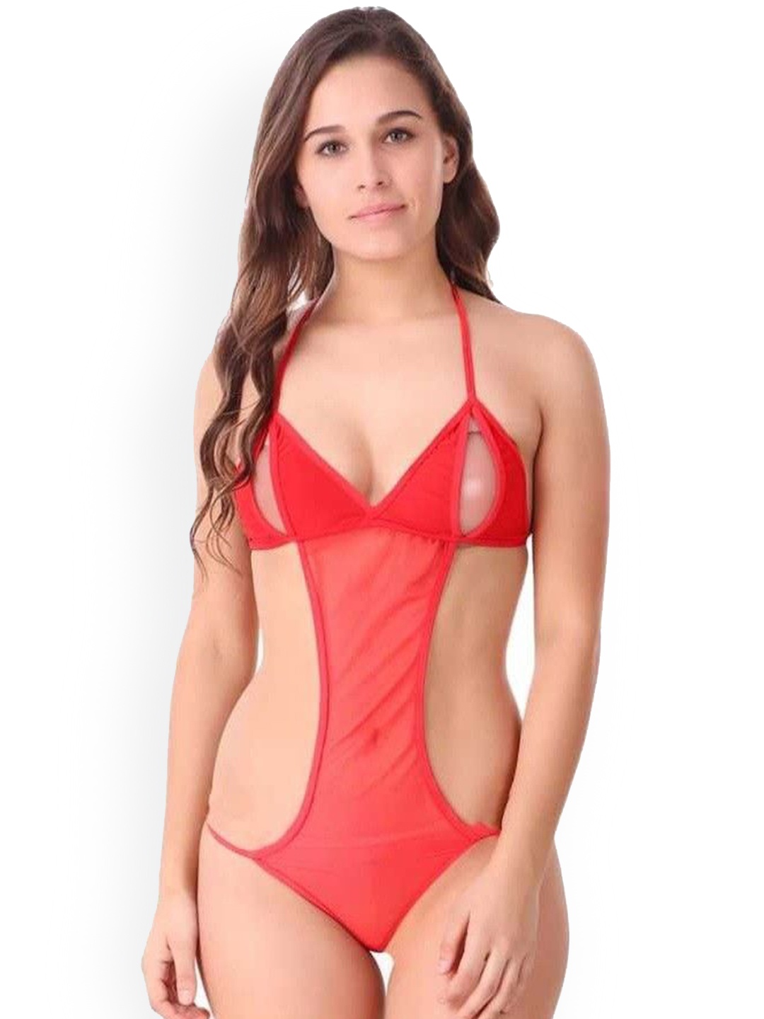 

SSoShHub Satin Halter Neck Baby Doll, Red