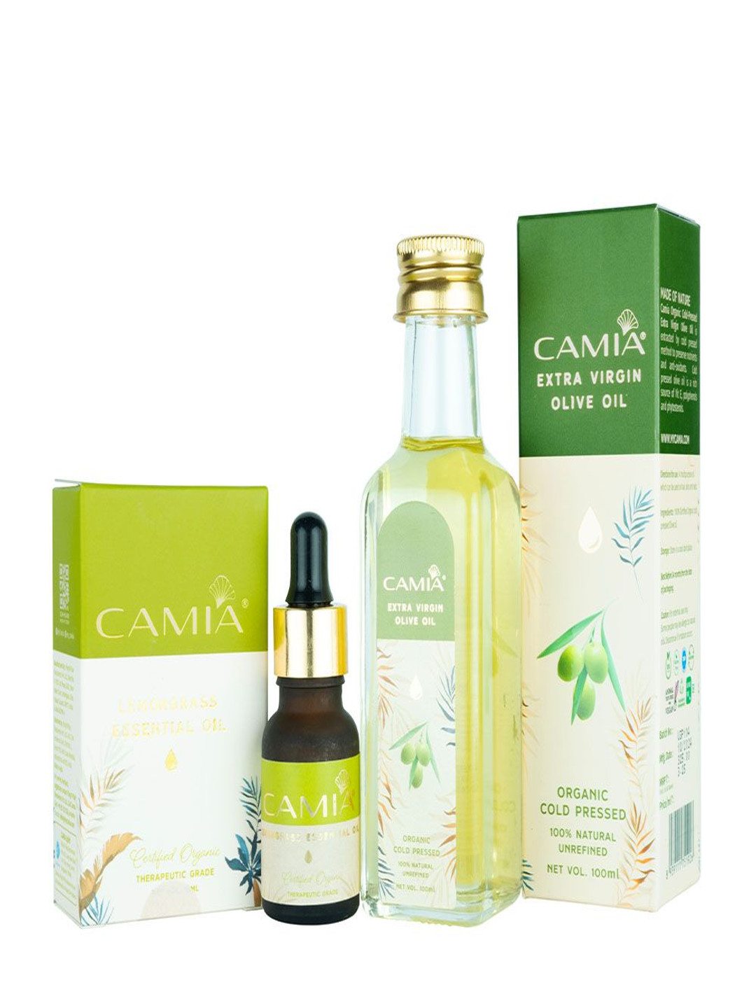 

CAMIA Set Of 2 Lemongrass Essential Oil -15 ml With Extra Virgin Olive Oil -100 ml, Yellow