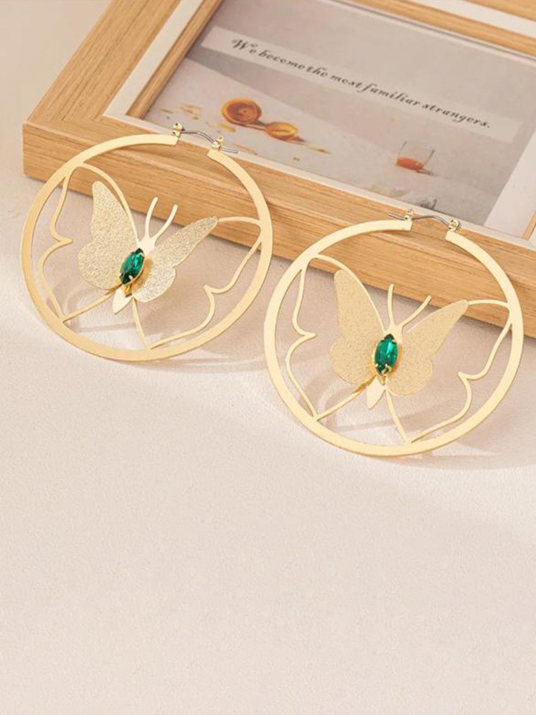 

Niscka Gold-Plated Zircon Studded Circular Shaped Hoop Earrings