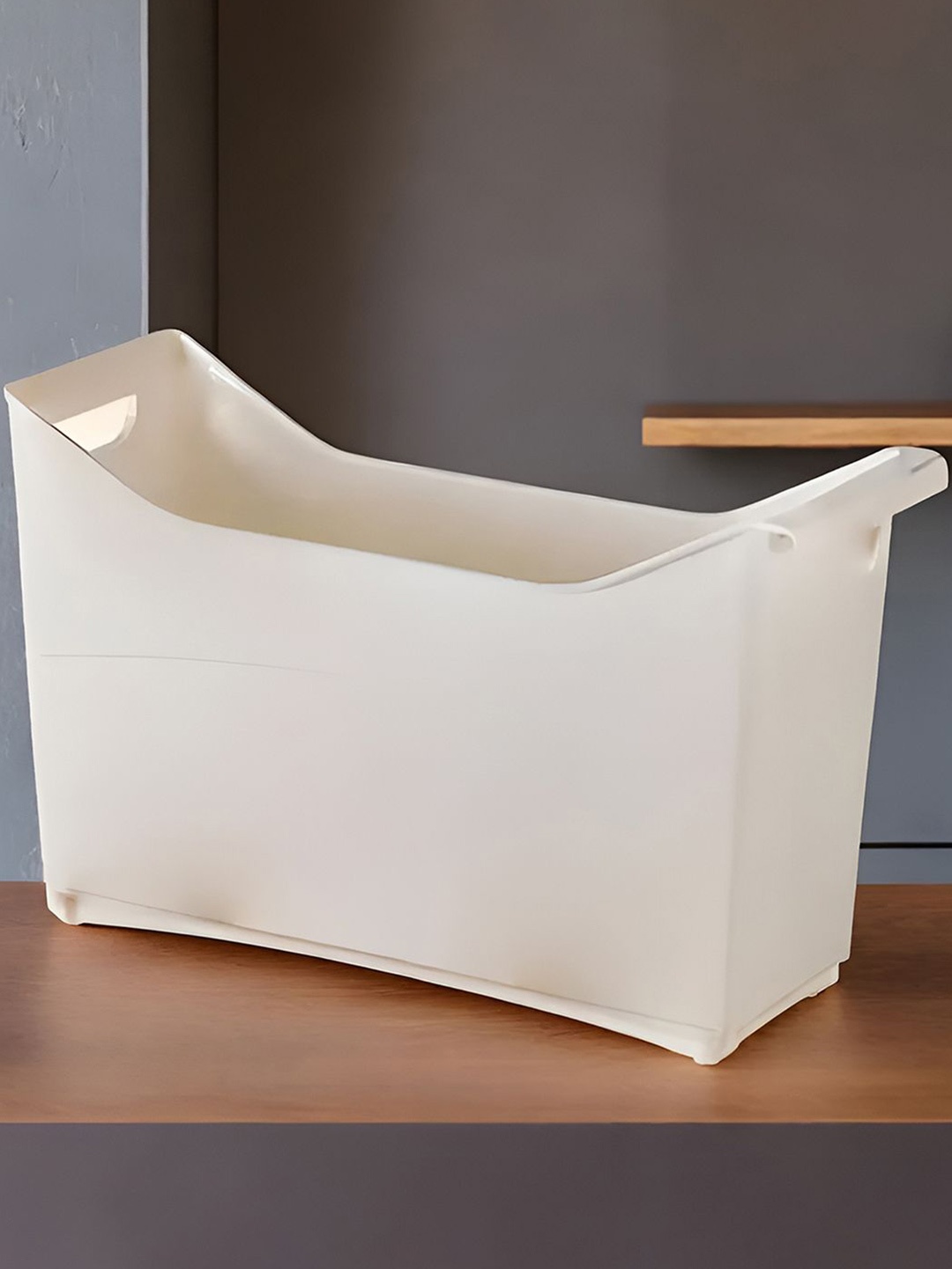 

DecorTwist White Multi-Purpose Storage Basket With Wheels Organizer