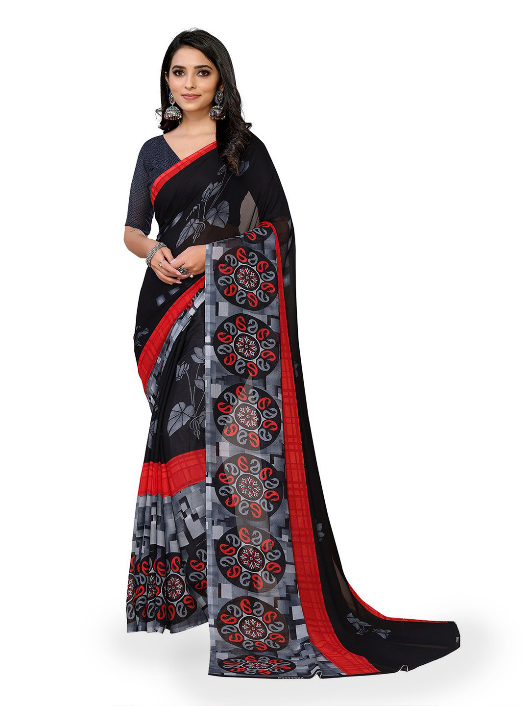 

Moda Rapido Women Paisley Printed Saree, Black
