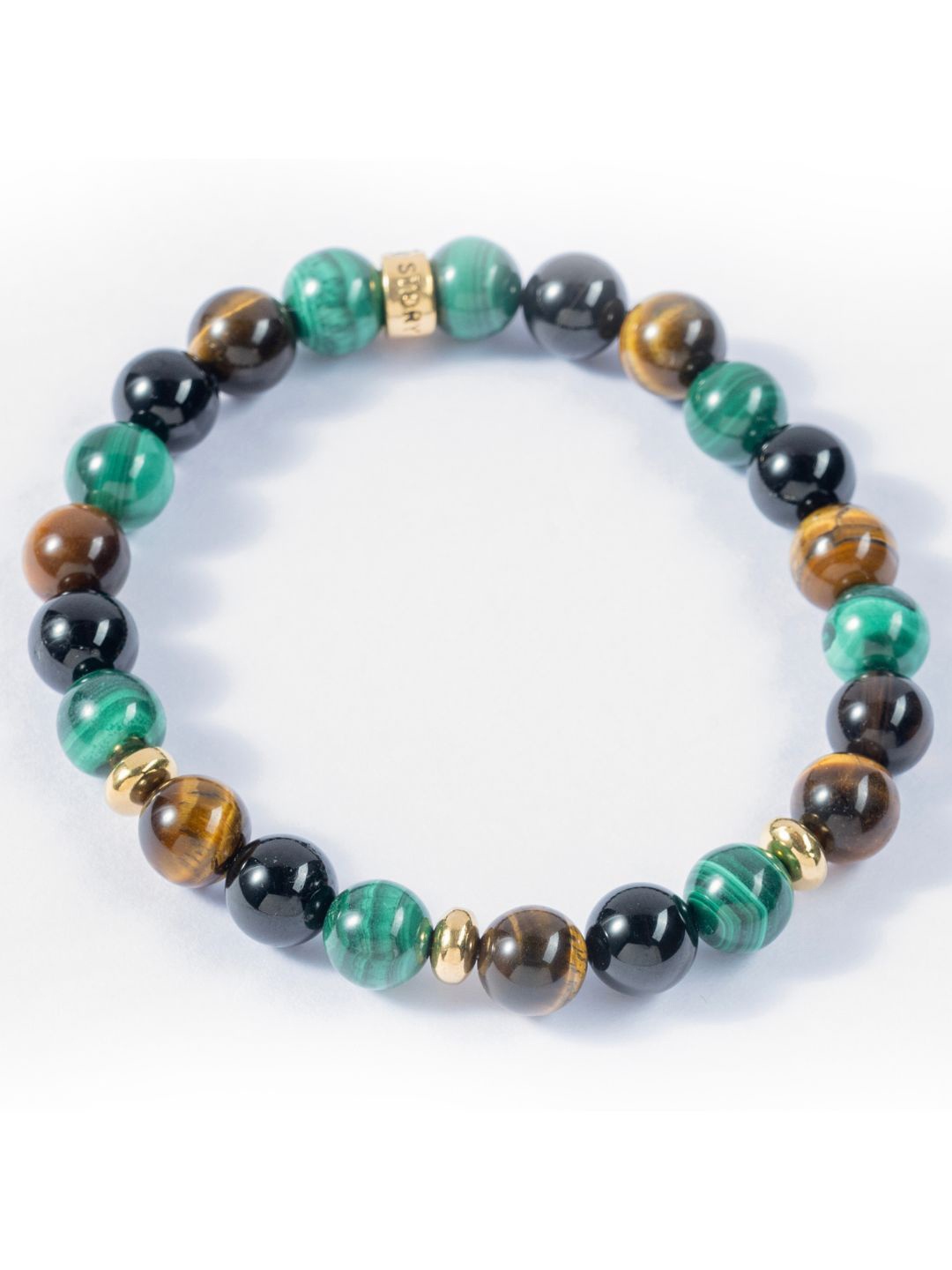

Stone Story By Shruti Men 925 Sterling Silver Gold-Plated Tourmaline Elasticated Bracelet
