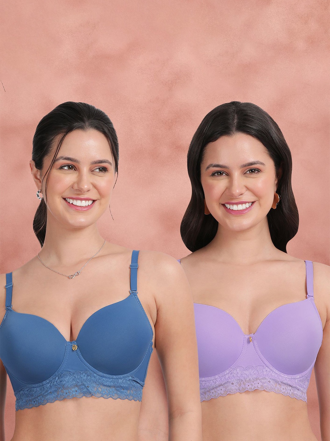 

Susie Pack Of 2 Half Coverage Underwired Lightly Padded Anti Odour T-shirt Bra, Blue